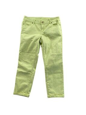 Buffalo David Bitton Womens Gibson Cropped Skinny Pants 32x22 Measured Green